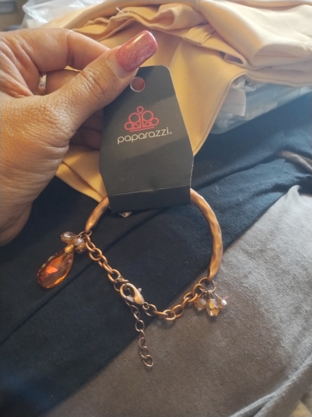 Paparazzi Copper Teardrop Charm Bracelet - Amber Accents